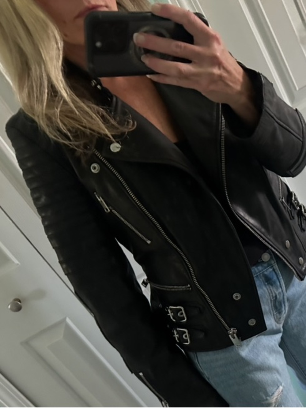 Diesel - Genuine Smooth SheepskinBlack Leather Jacket Silver Hardware Timeless